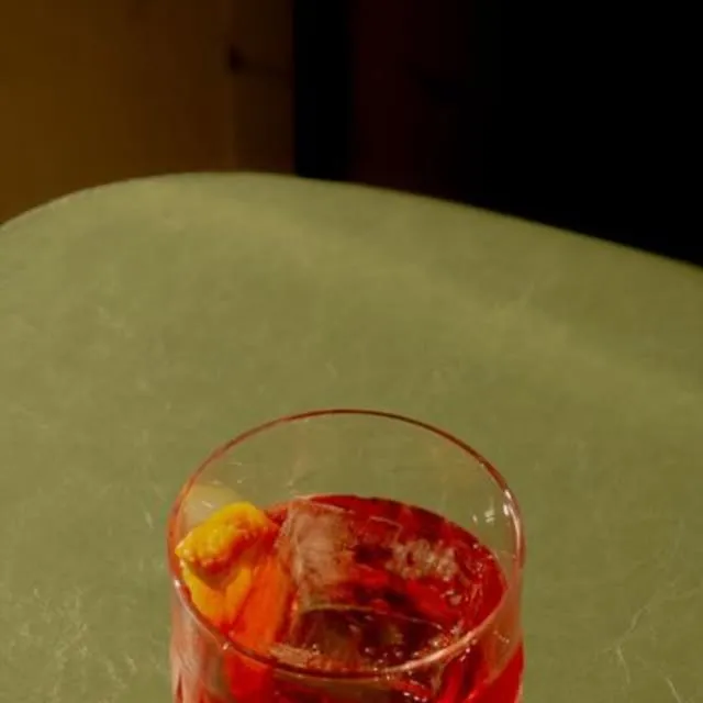 Vermouth on ice with an olive